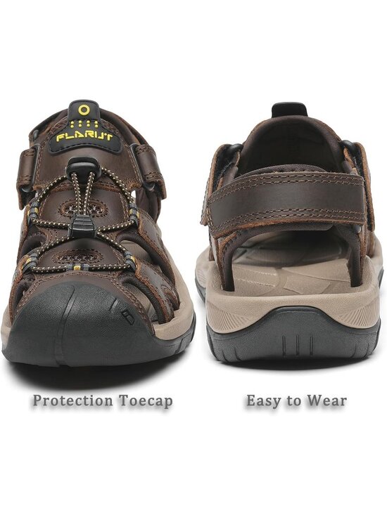 Mens Dark Brown Closed Toe Leather Athletic Outdoor Hiking Sport Sandal Shoes main image 5